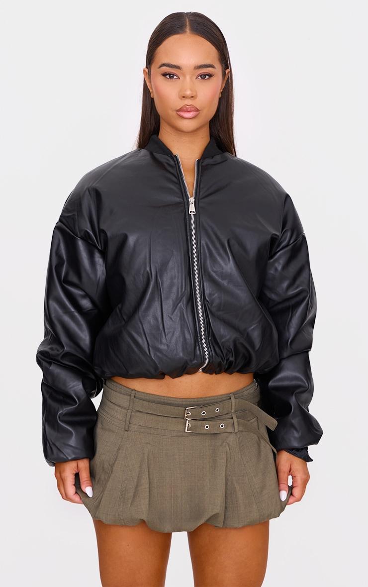 Khaki Double Belt Detail Puffball Mini Skirt Product Image