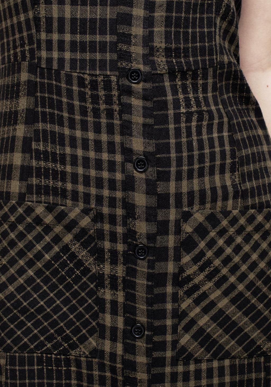 Dropout Check Sleeveless Button Down Midaxi Dress Product Image