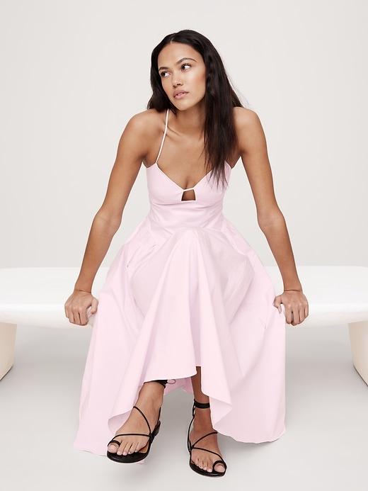 Stretch-Cotton Poplin Long Midi Dress Product Image