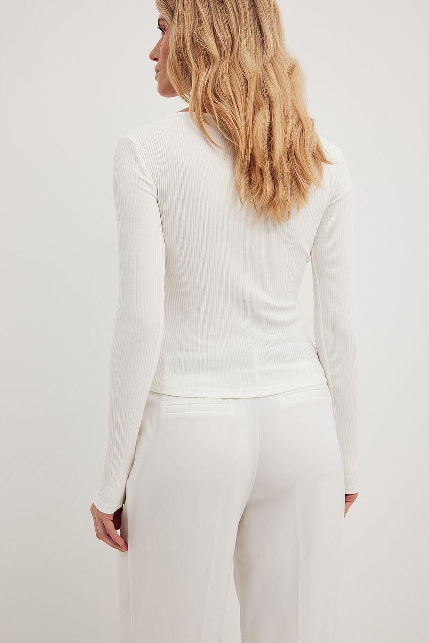 Scoop Neck Ribbed Top Brown Product Image