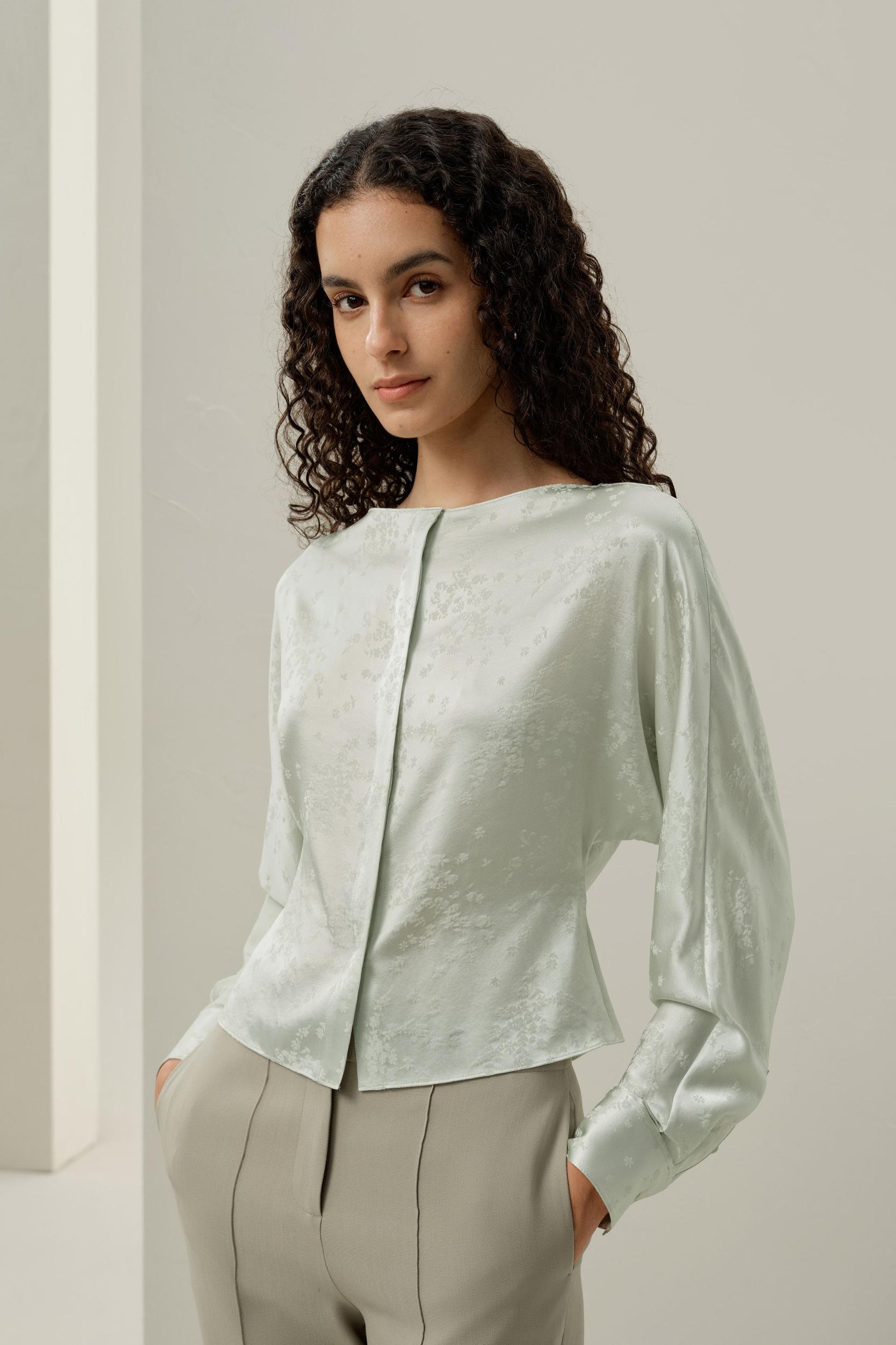 YING jacquard silk blouse Product Image