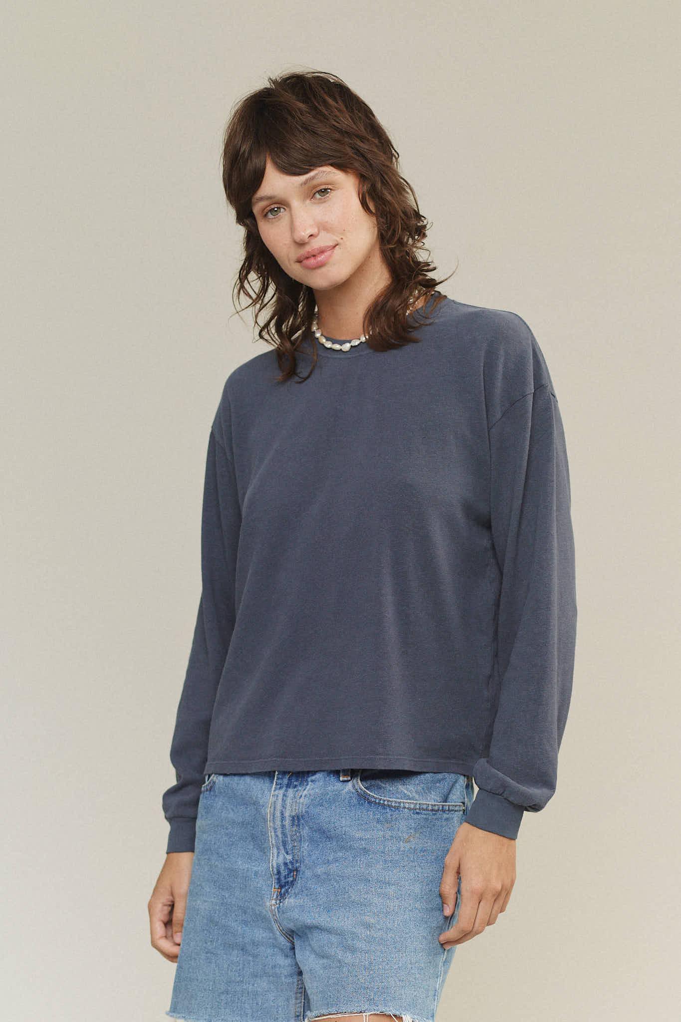 Cropped Long Sleeve Tee - Sale Colors Female Product Image