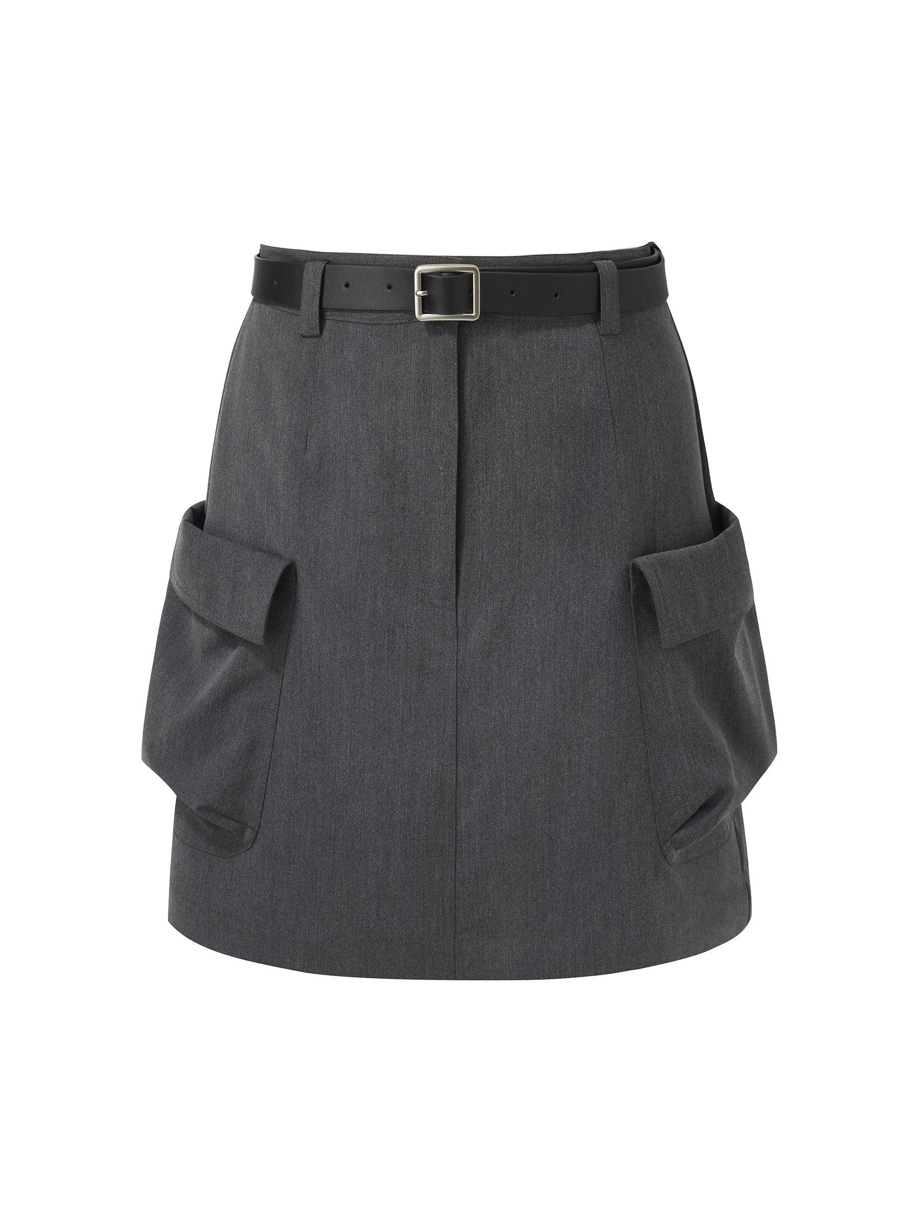 H-Line Women Stretchy Cargo Skirt With Leather Belt Product Image