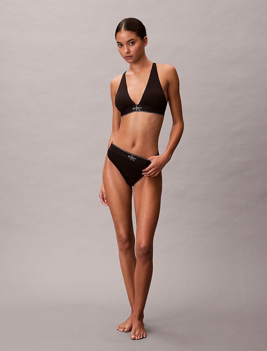 Graphic Monogram Microfiber Stretch Lightly Lined Triangle Bralette Product Image