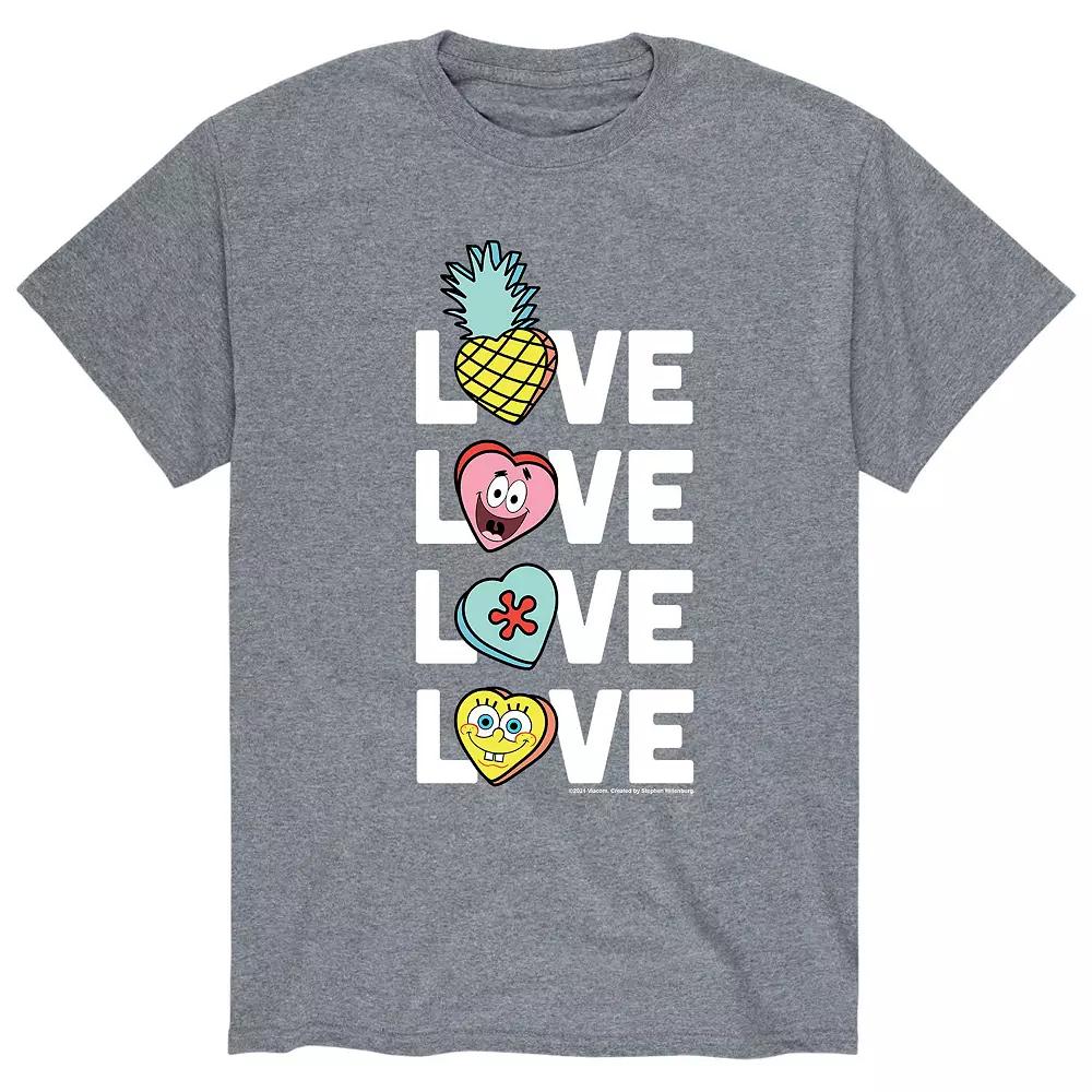 Men's SpongeBob Stacked Love With Hearts Tee,  Product Image