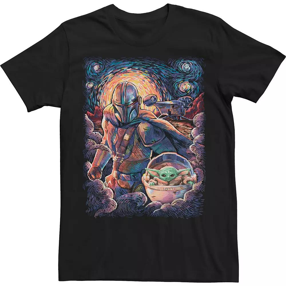 Men's Star Wars The Mandalorian The Child aka Baby Yoda Razor Painty Stars Artsy Tee, Size: XXL, Black Product Image