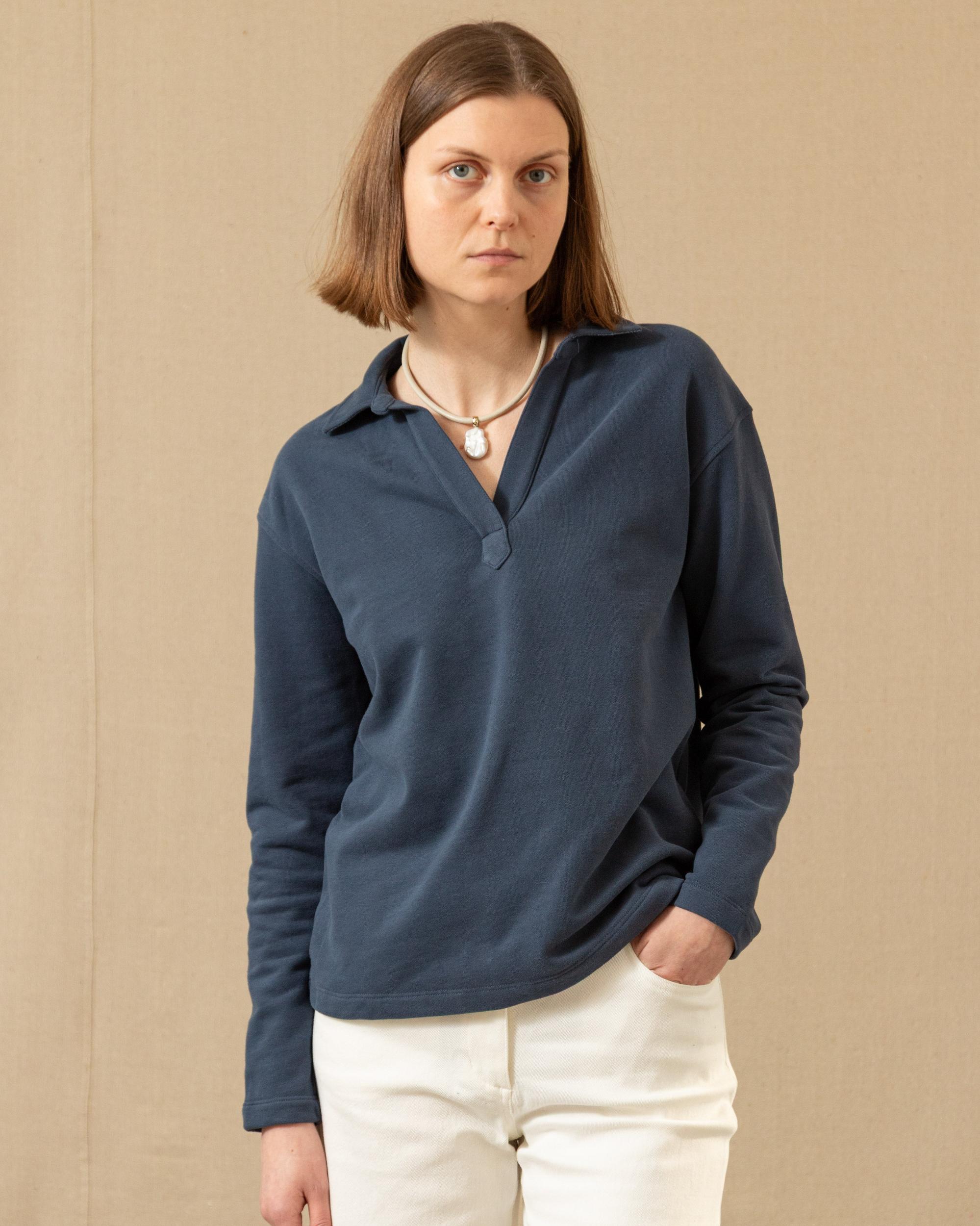 Inlet Pullover in Navy Loopback Terry Product Image
