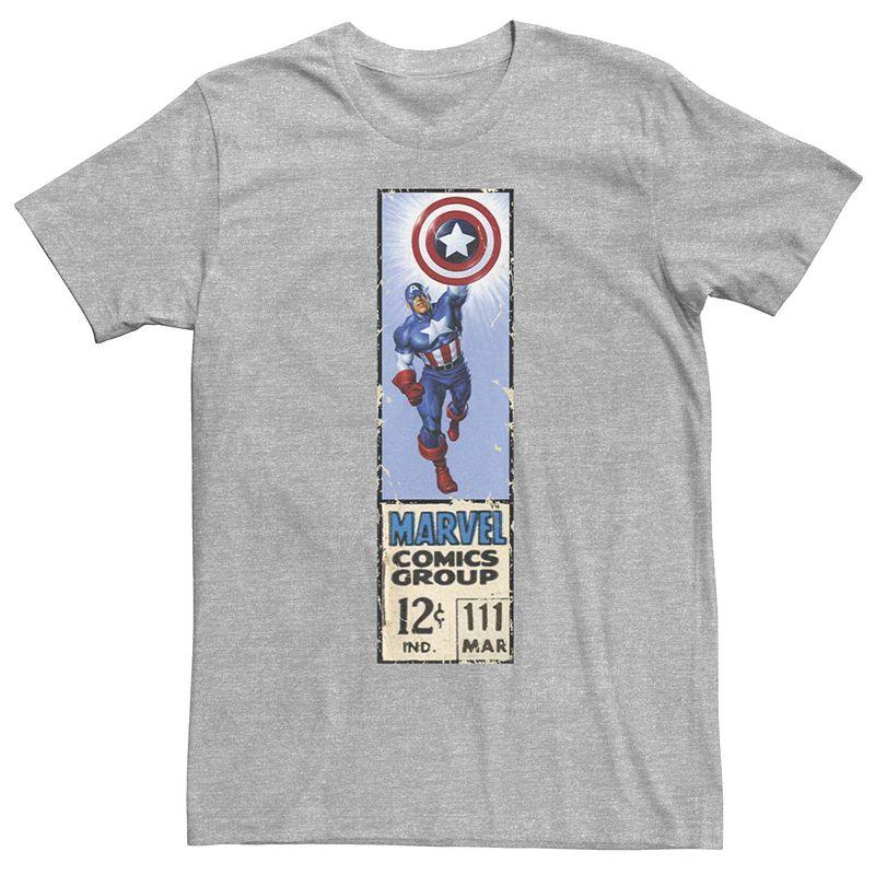 Men's Captain America Graphic Comic Tee, Size: Small, Athletic Grey Product Image