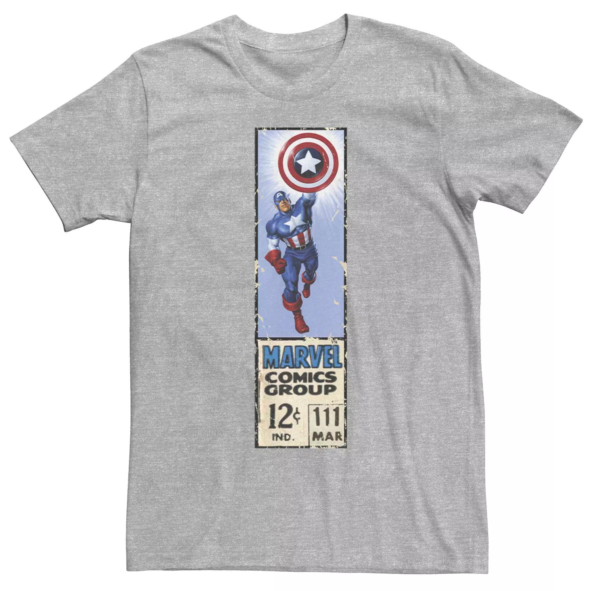 Men's Captain America Graphic Comic Tee, Size: Small, Athletic Grey Product Image