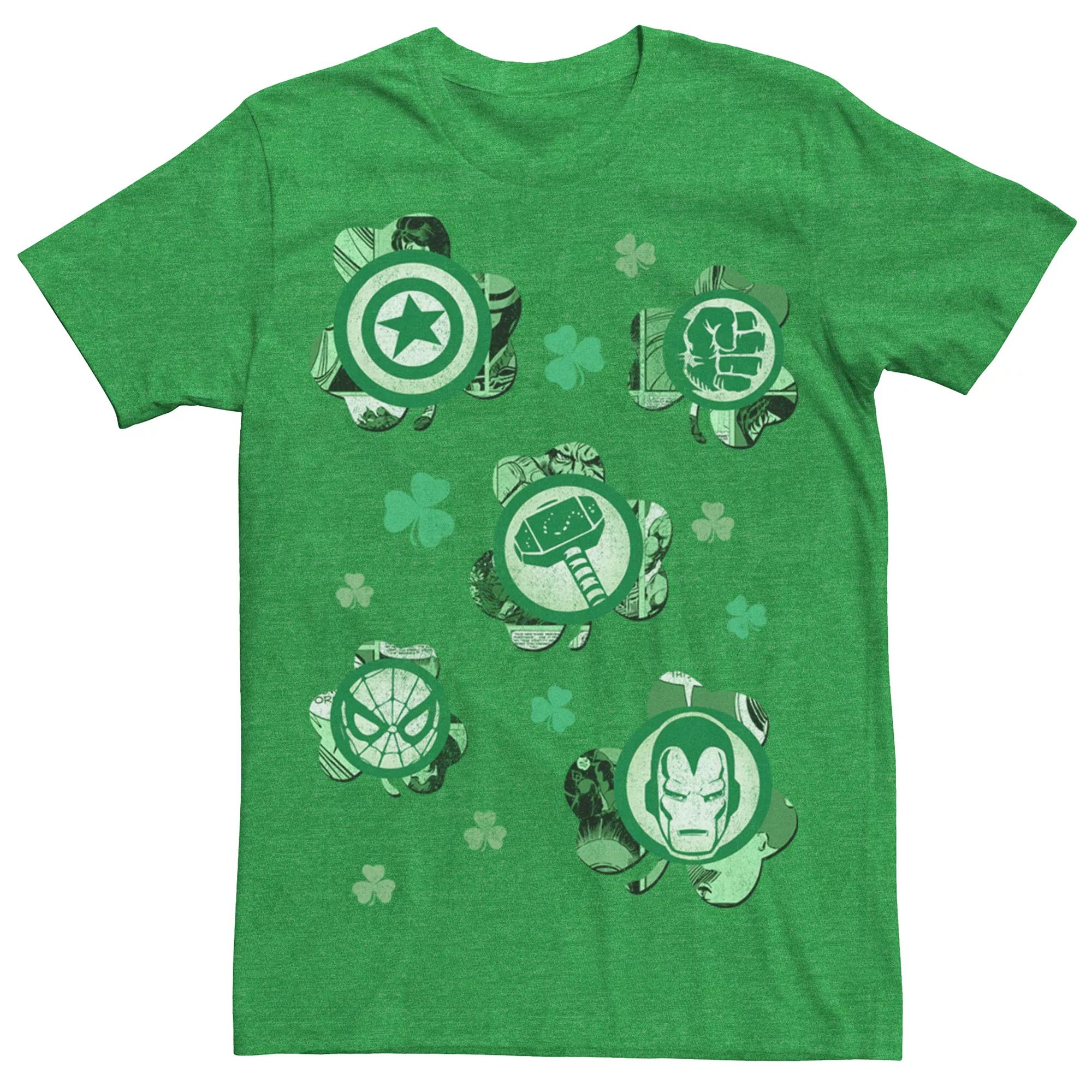 Mens Marvel Comics Shamrock Heroes Tee Kelly Grey Product Image