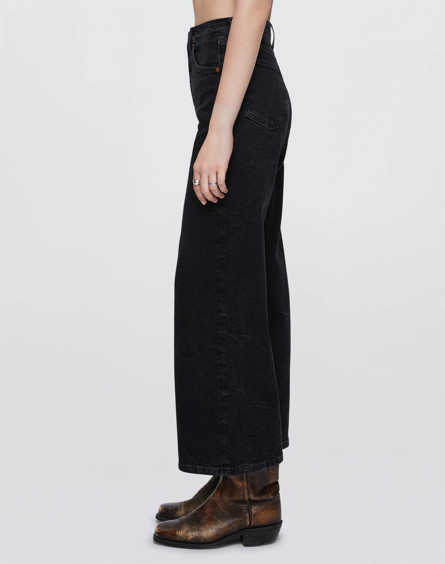 Comfort Stretch High Rise Wide Leg Crop - Black Vein Product Image