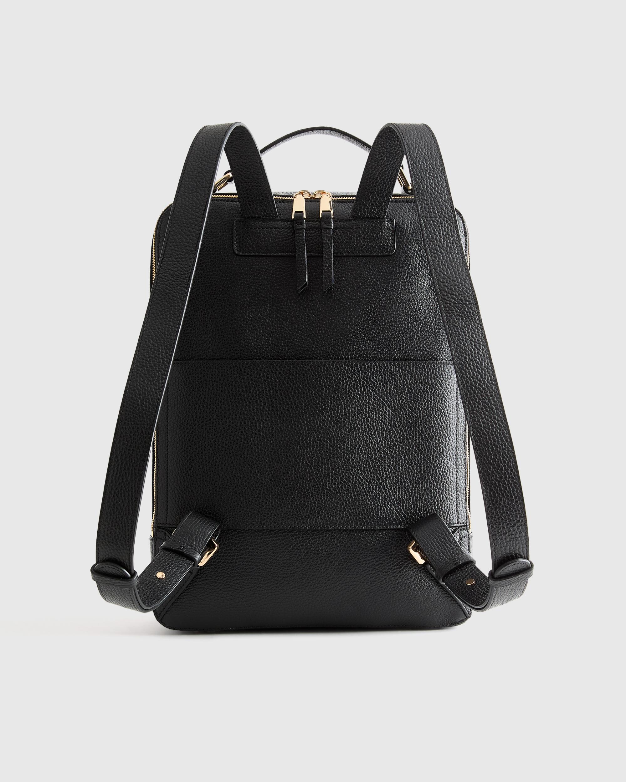 Quince | Women's Italian Leather Laptop Backpack in Black Product Image