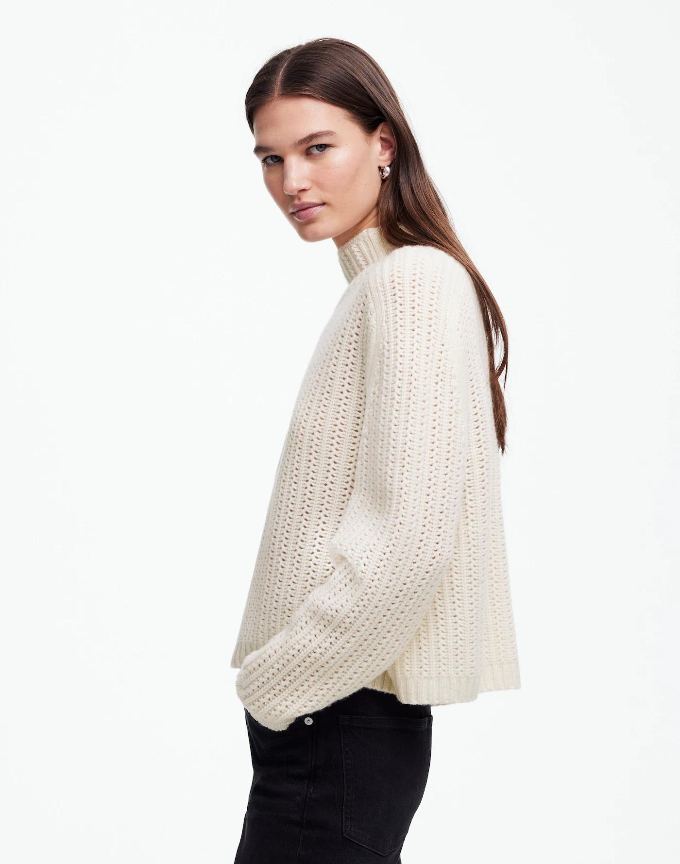 Pointelle-Stitch Mockneck Sweater Product Image