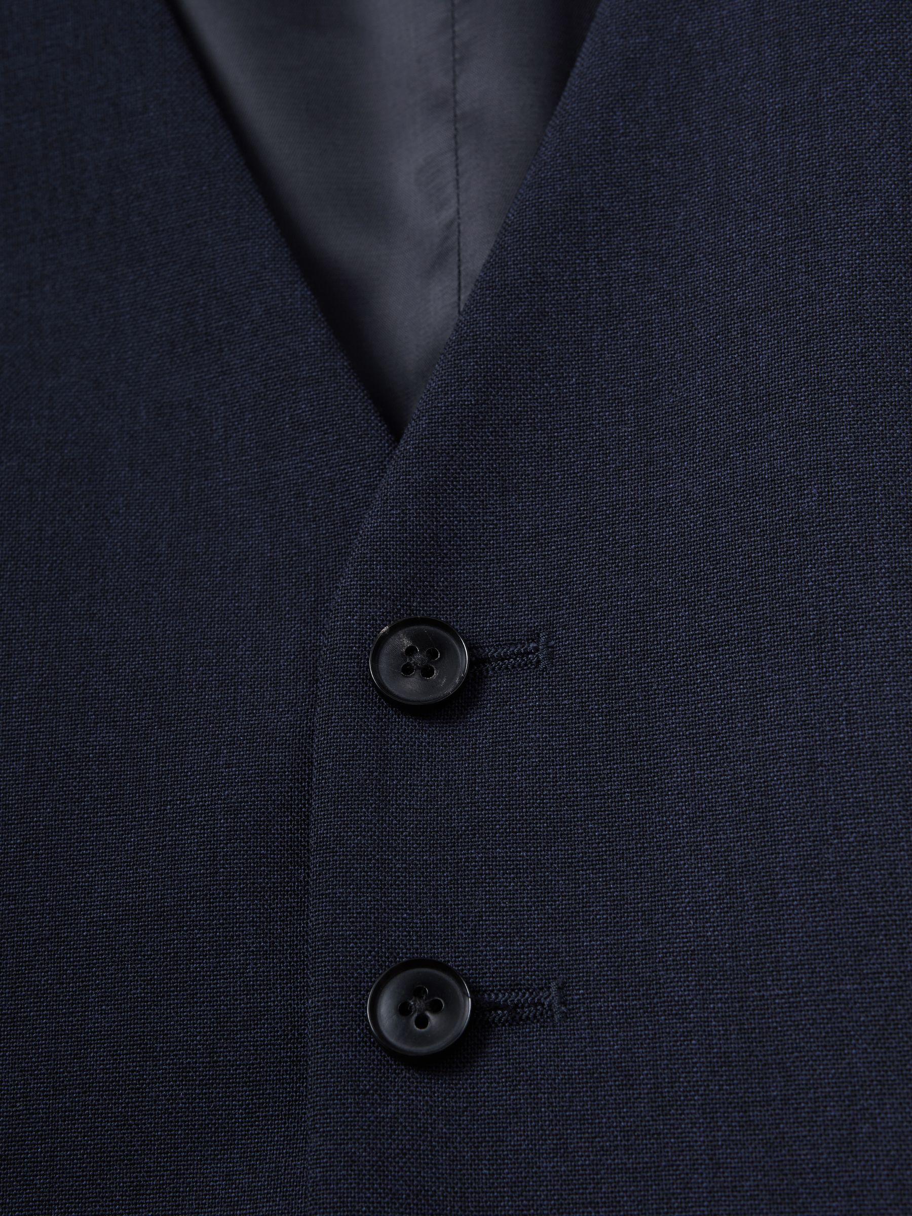 Classic Slim Fit Wool Horseshoe Waistcoat in Navy Product Image