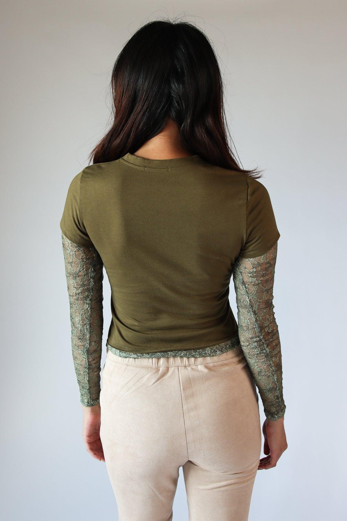 Layered Lace Long Sleeve Tee Product Image