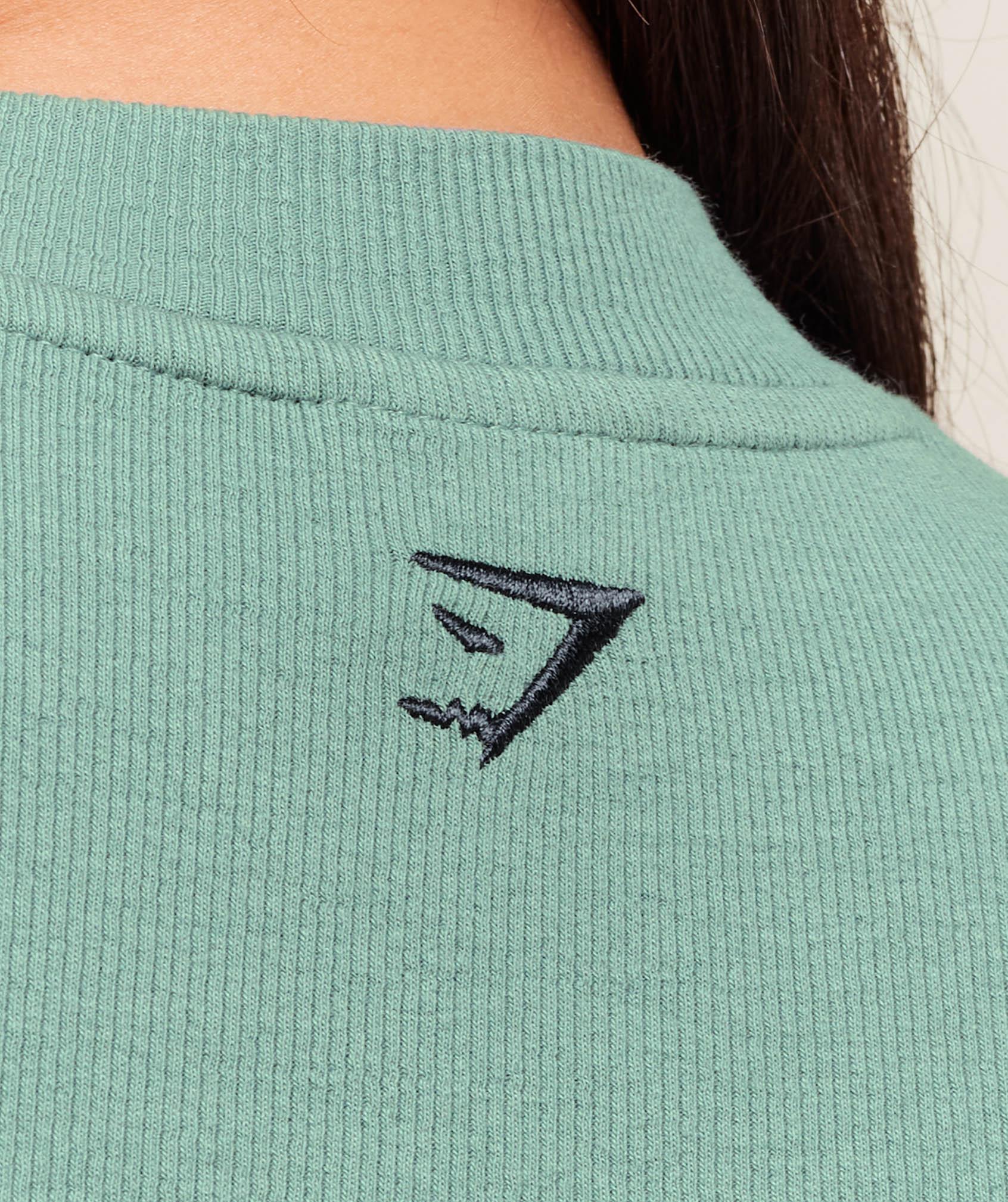 Gymshark Ribbed Cotton Crop Top - Celeste Blue/Heavy Blue Female Product Image