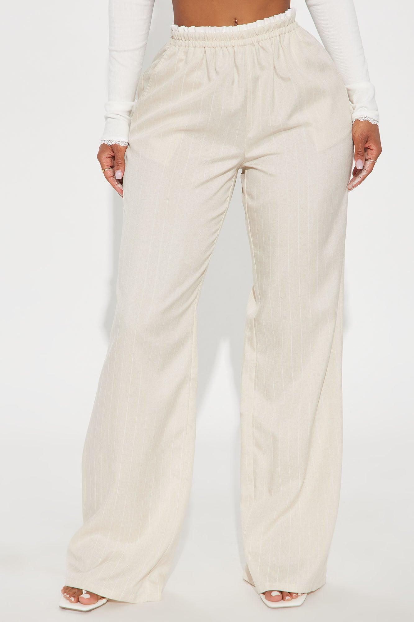 Nolan Pinstripe Double Waistband Pant - Tan Product Image