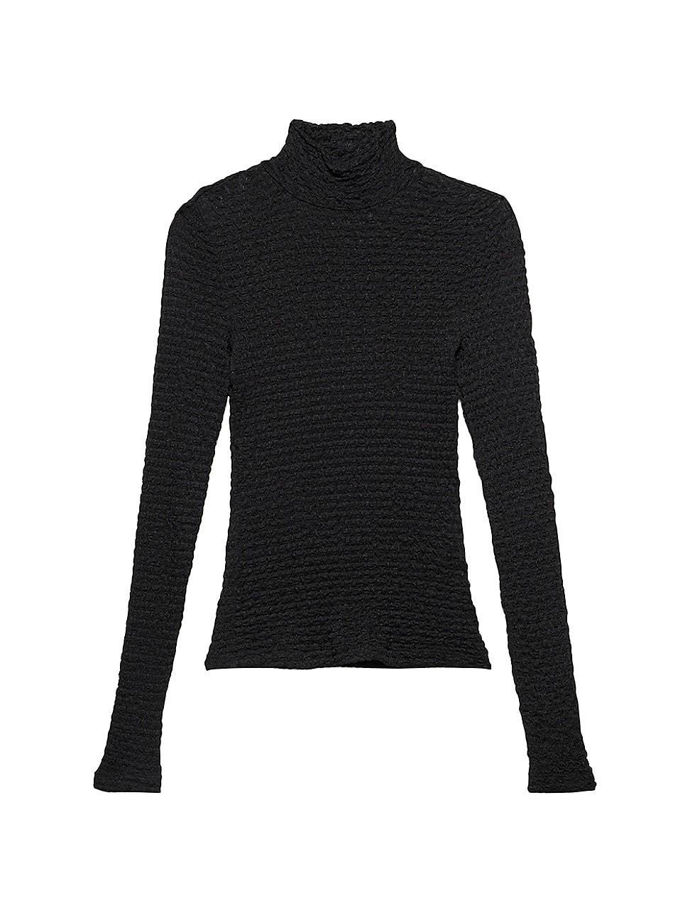 Womens Textured Mesh Mock-Turtleneck Top Product Image