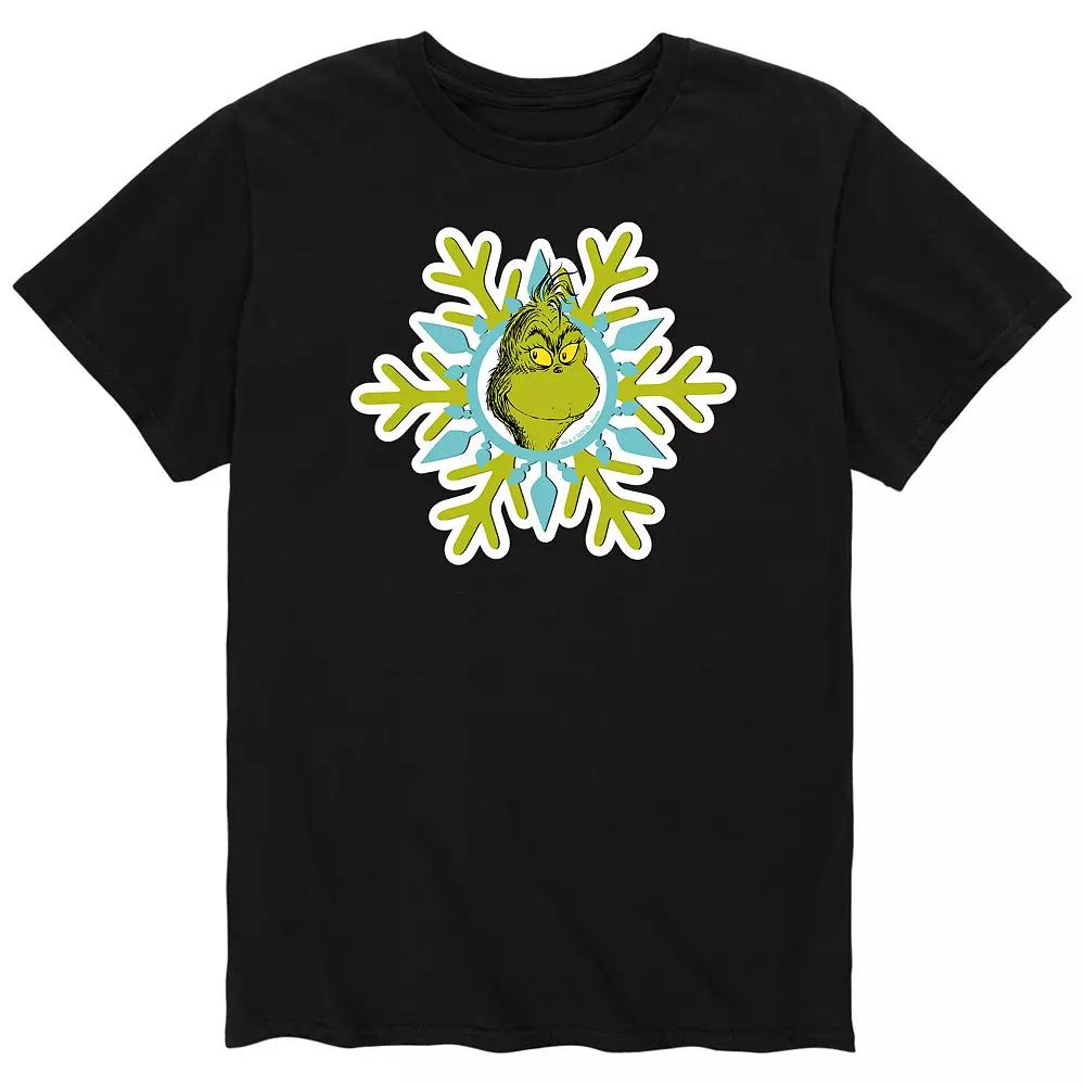 Men's Dr. Seuss The Grinch Face Snowflake Tee,  Product Image