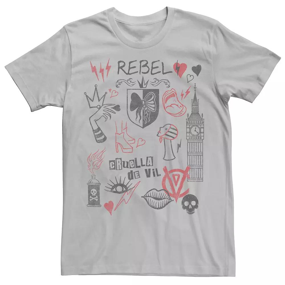 Disney's Cruella De Vil Men's Rebel Fashion Sketches Tee,  Product Image