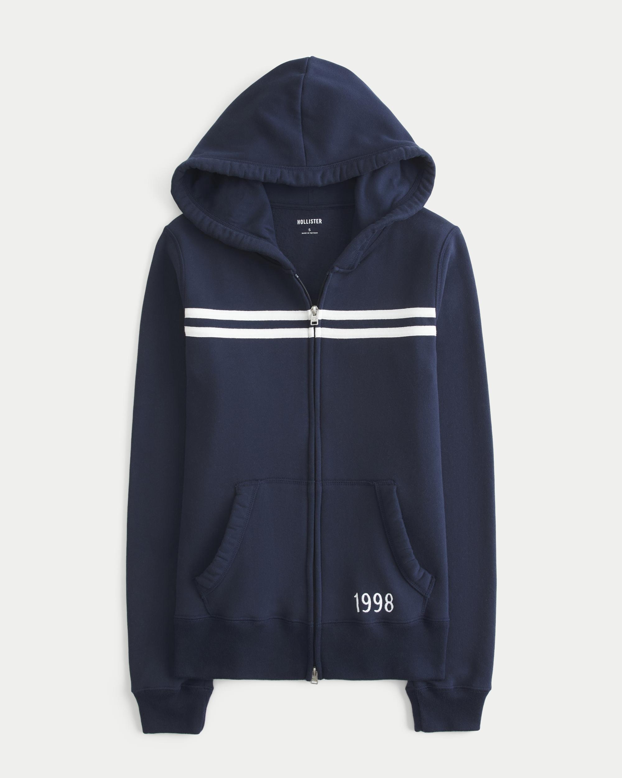 Slim Striped 1998 Graphic Zip-Up Hoodie Product Image