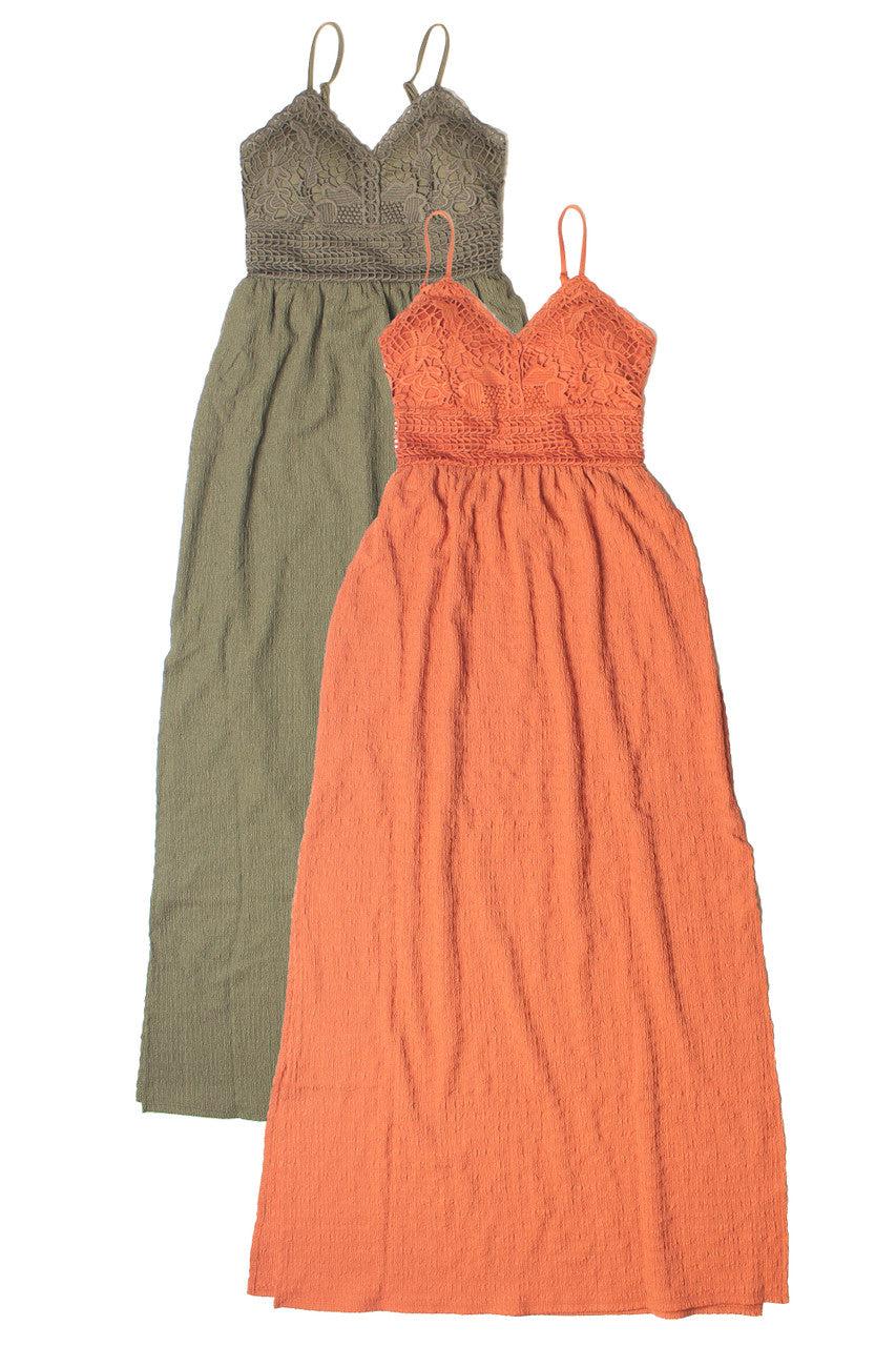 Floral Lace Top Gauze Maxi Dress Product Image