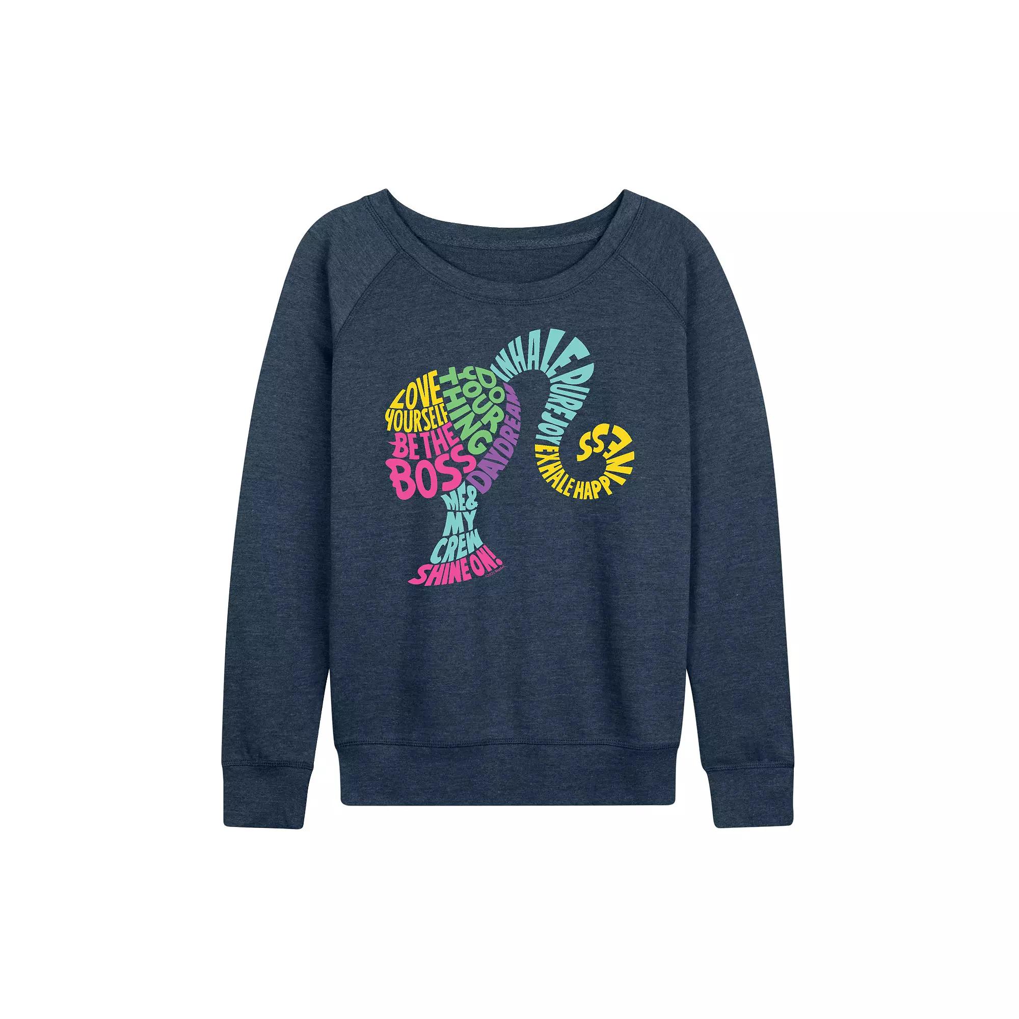 Women's Barbie® Empowering Phrases French Terry Long Sleeve Tee, Girl's,  Product Image