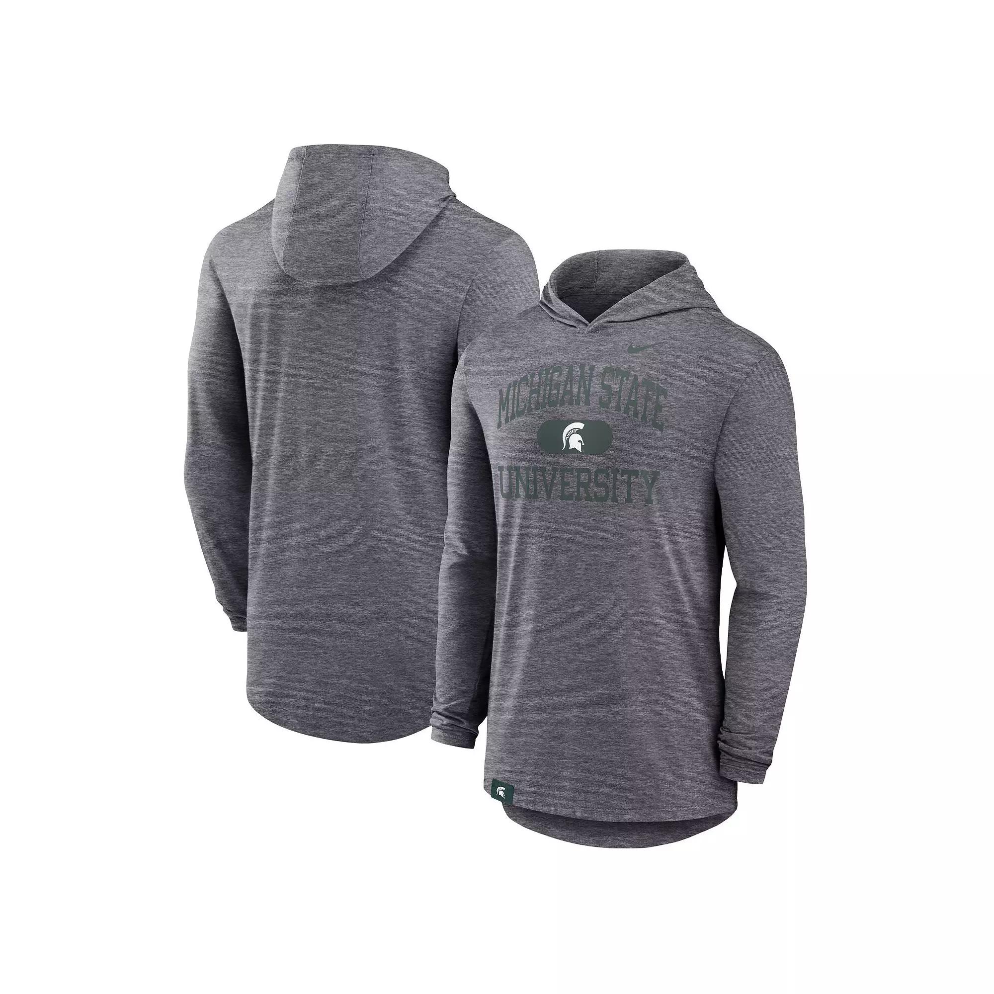 Men's Nike Heather Gray Michigan State Spartans Blitz Hoodie Long Sleeve T-Shirt, Size: Large, Grey Product Image