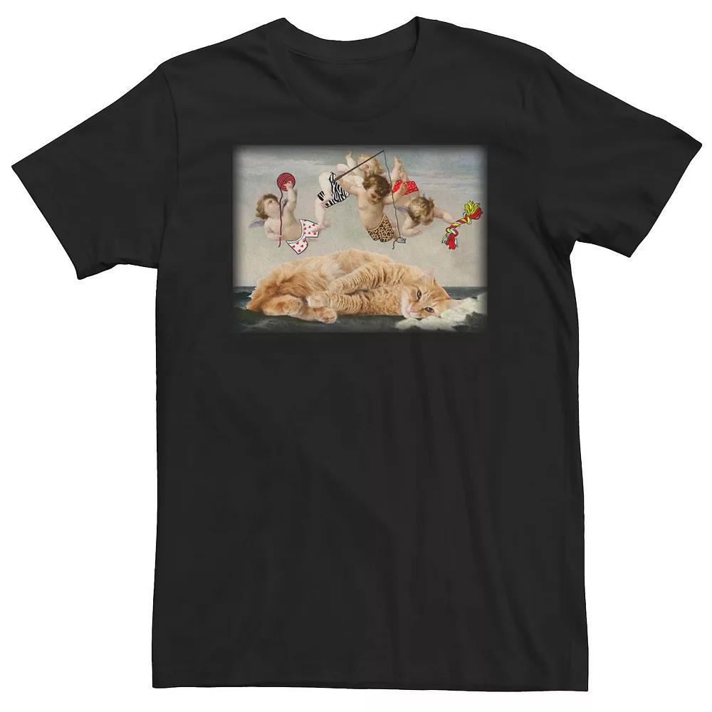 Big & Tall Trendy Cherubs And Kitten Artsy Tee, Men's,  Product Image