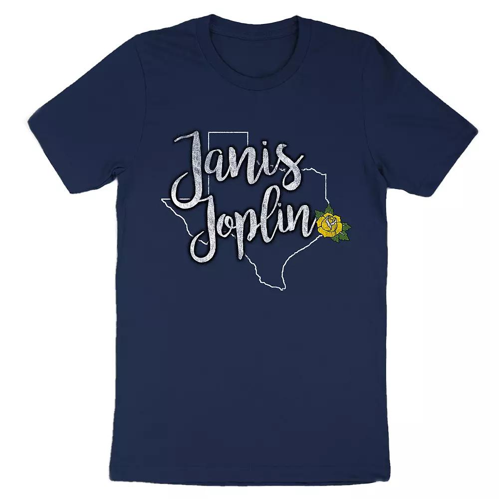Men's Janis Joplin Yellow Rose Tee, Size: Small, Blue Product Image