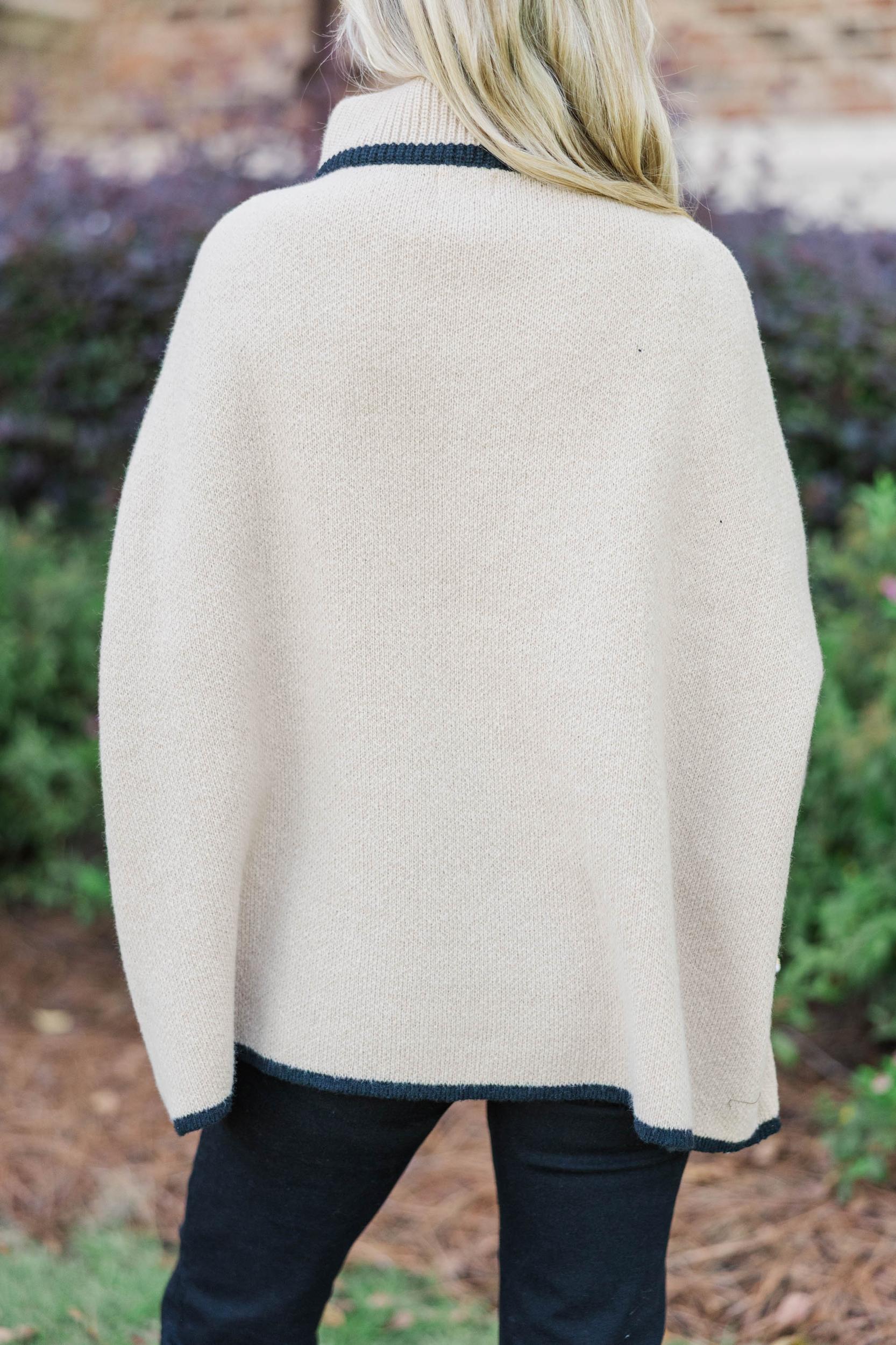 Living The Dream Taupe Zip Up Poncho Female Product Image