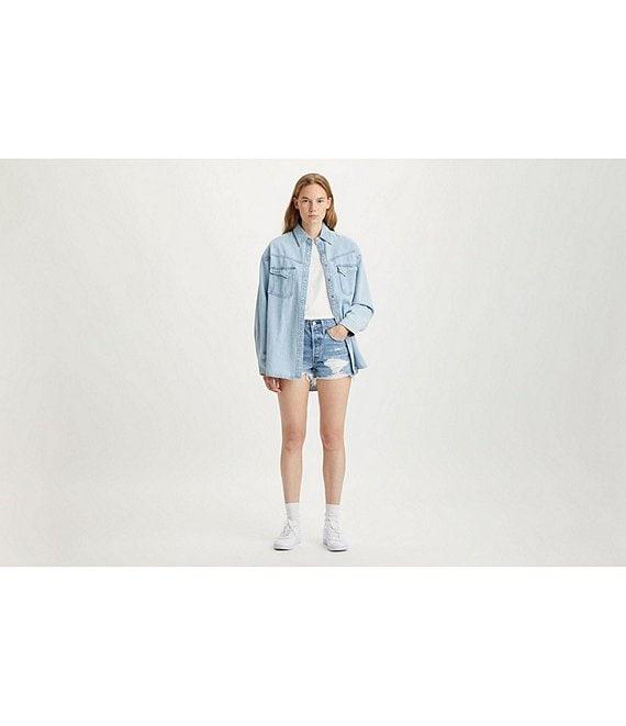 Levi's® 501® Original High-Rise Destructed Frayed Hem Denim Shorts Product Image