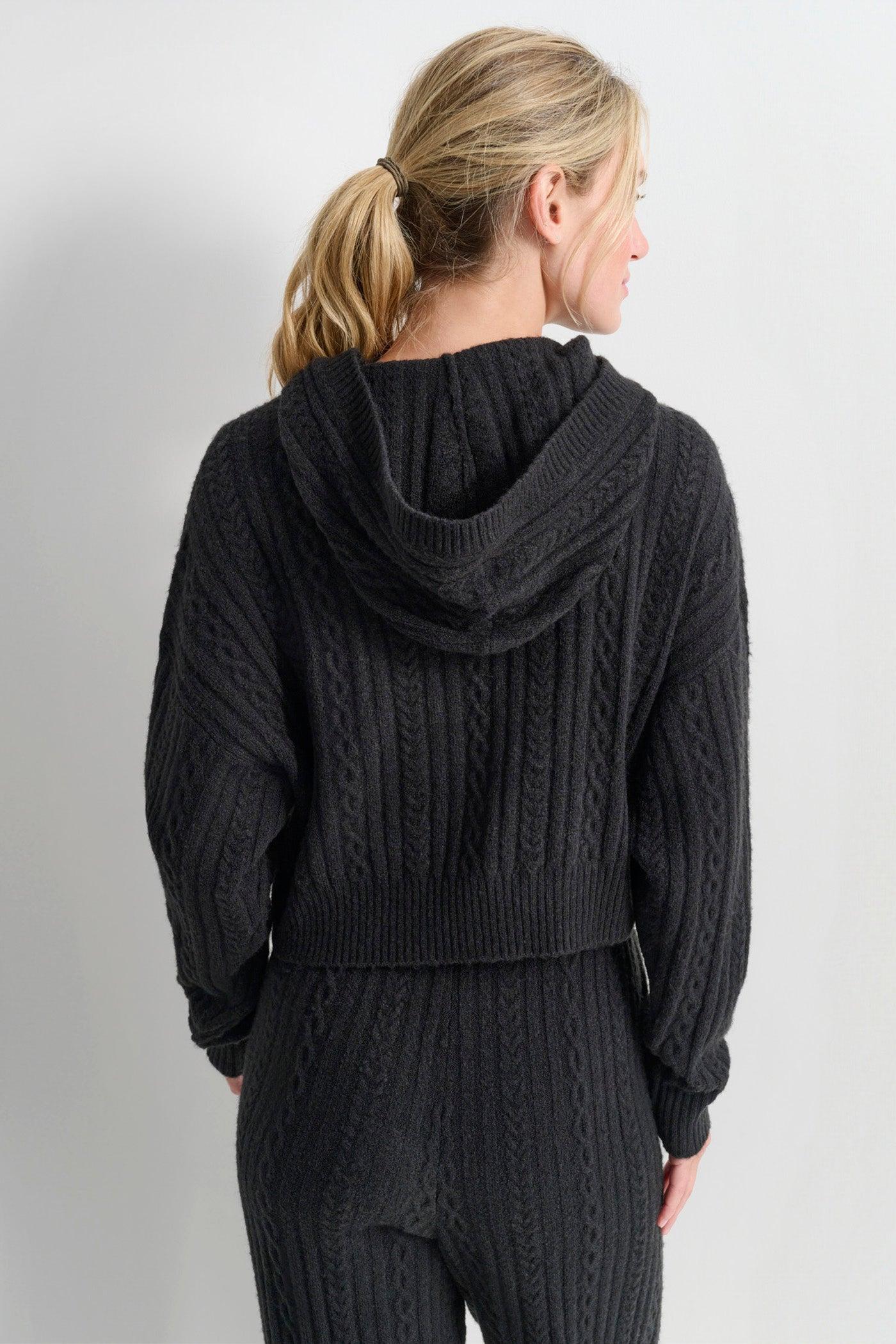 COZY CABLE SWEATER HOODIE Product Image