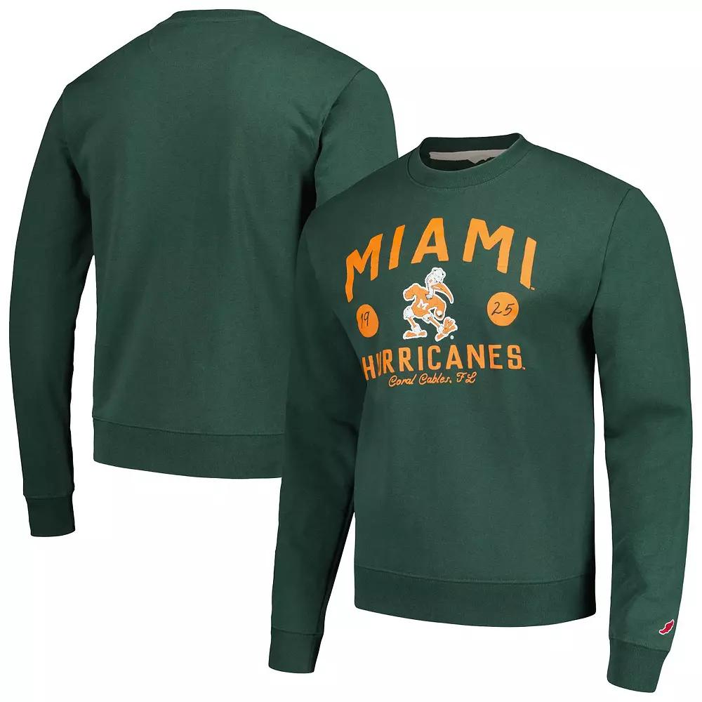 Men's League Collegiate Wear  Green Miami Hurricanes Bendy Arch Essential Pullover Sweatshirt, Size: Large Product Image