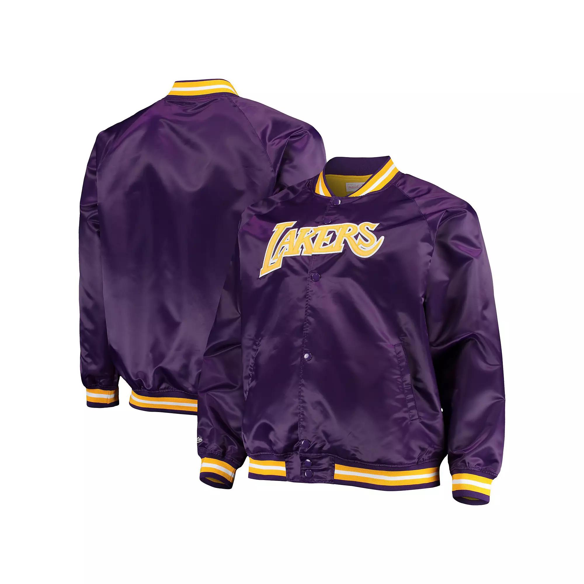 Men's Mitchell & Ness Purple Los Angeles Lakers Big & Tall Hardwood Classics Raglan Satin Full-Snap Jacket,  Product Image