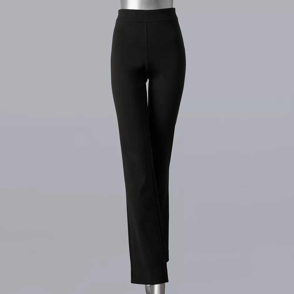 Women's Simply Vera Vera Wang Mid-Rise Pull-On Ponte Bootcut Pants, Size: XS, Black Product Image