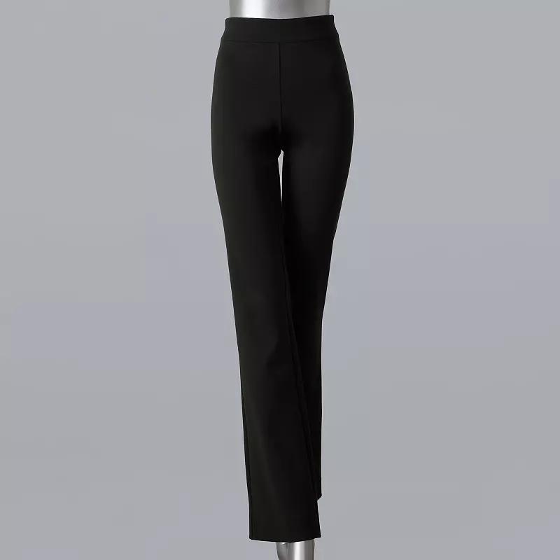 Women's Simply Vera Vera Wang Mid-Rise Pull-On Ponte Bootcut Pants, Size: XS, Black Product Image