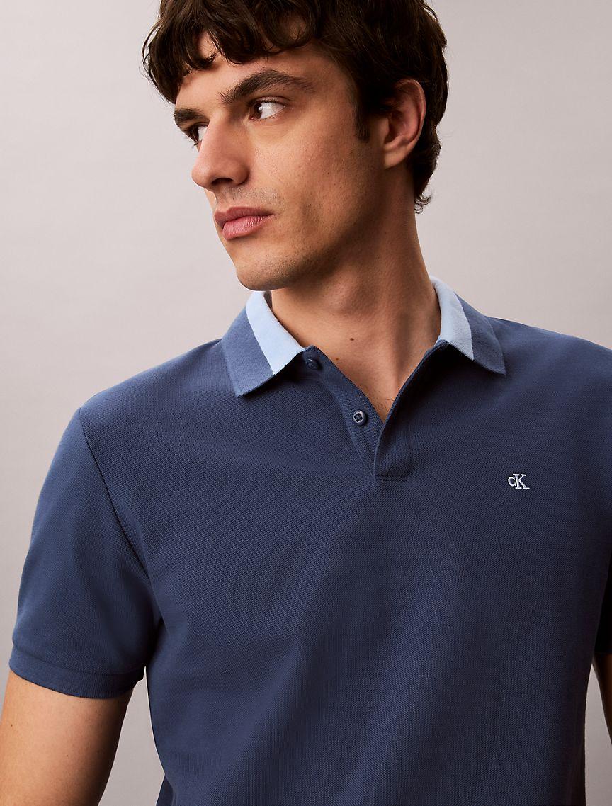 Pique Colorblock Collar Polo Shirt Product Image