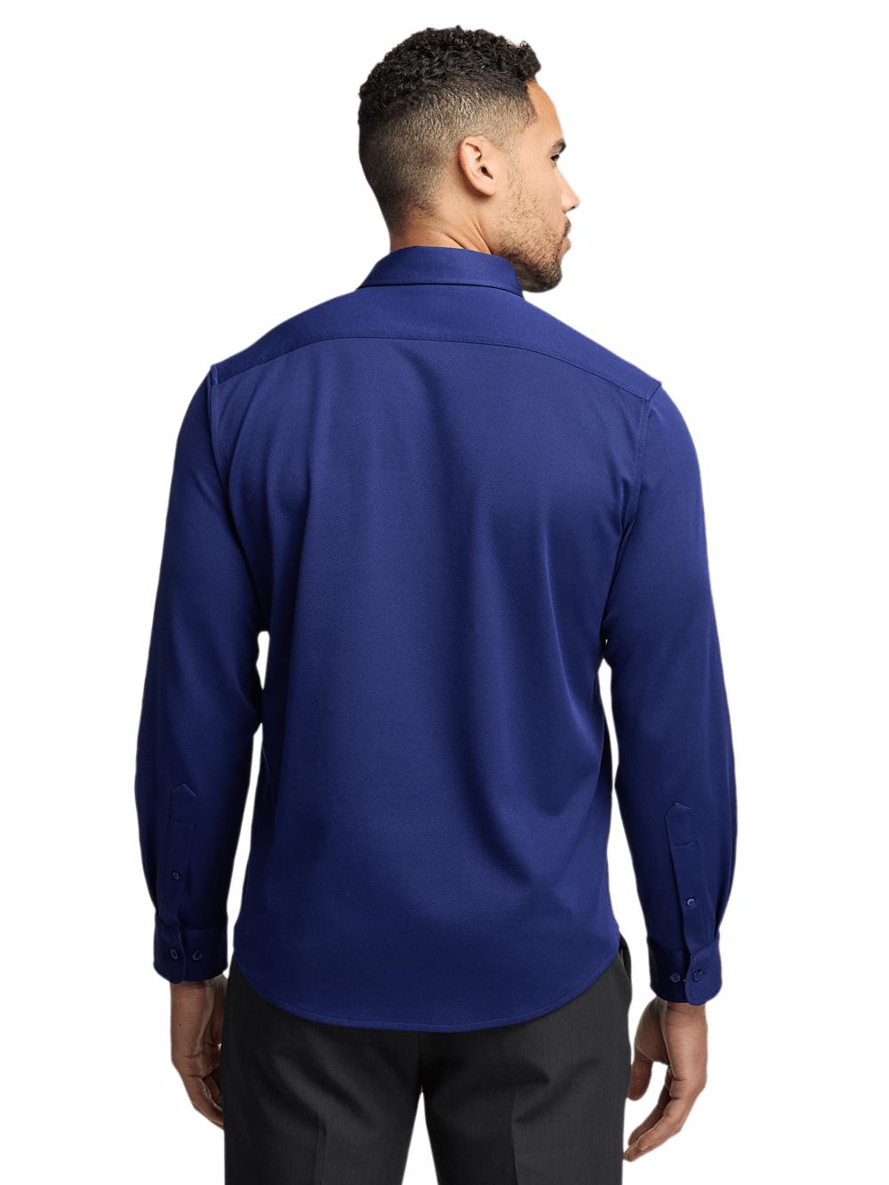 Cotton Blend Button Front Polo - Blue Product Image