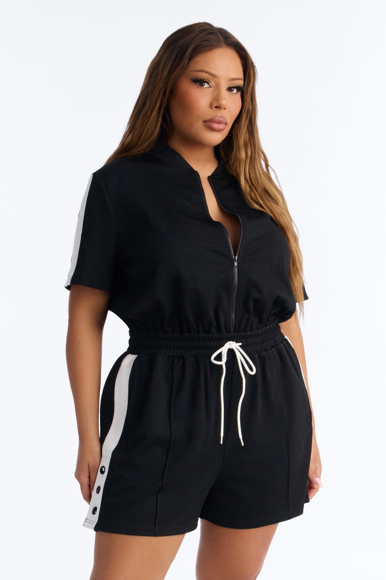 Lianna Short Sleeve Romper - Black Female Product Image