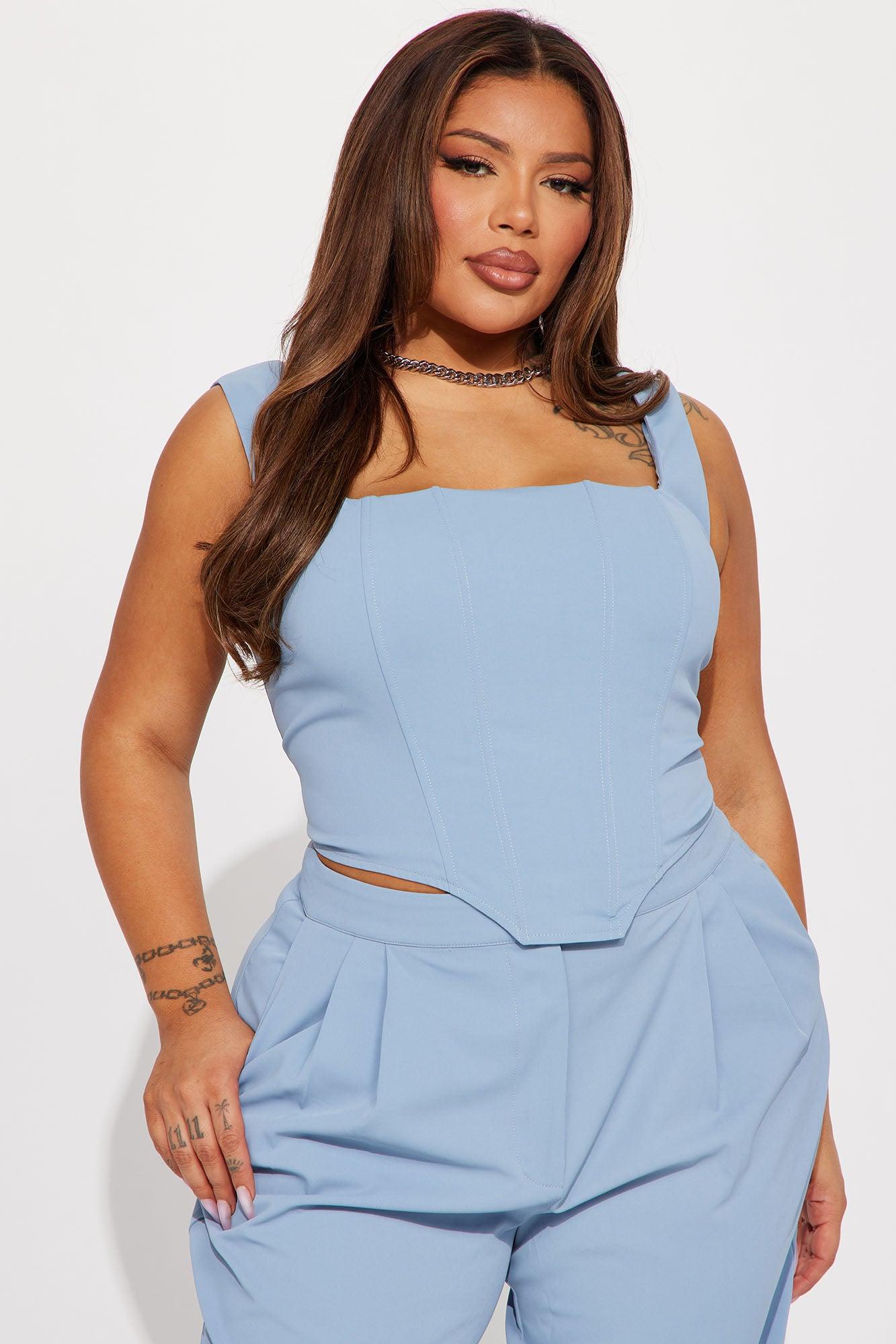 Karol Corset Pant Set - Slate Blue Product Image