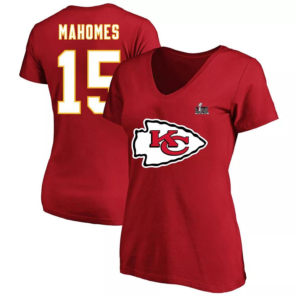 Women's Fanatics Patrick Mahomes Red Kansas City Chiefs Super Bowl LIX Plus Size Player Name & Number V-Neck T-Shirt, Size: 4XL Product Image