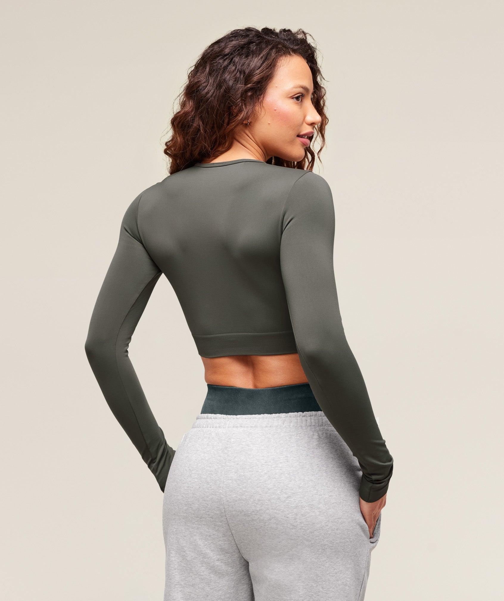 Gymshark Everyday Seamless Long Sleeve Crop Top - Strength Green Female Product Image