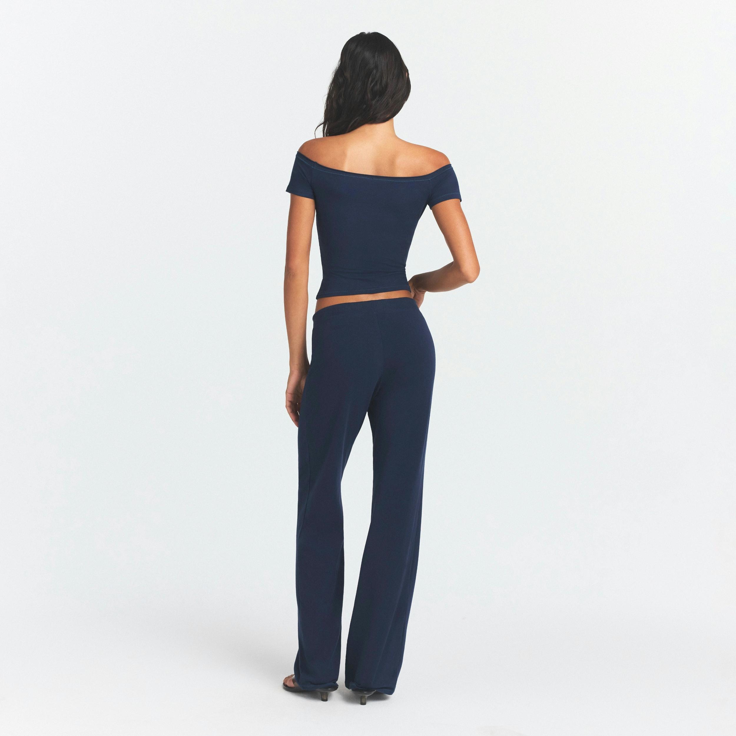 COTTON JERSEY STRAIGHT LEG PANT | NAVY Product Image