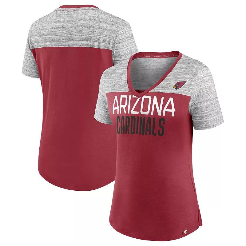 Women's Fanatics Branded Cardinal/Heathered Gray Arizona Cardinals Close Quarters V-Neck T-Shirt, Size: XS Product Image