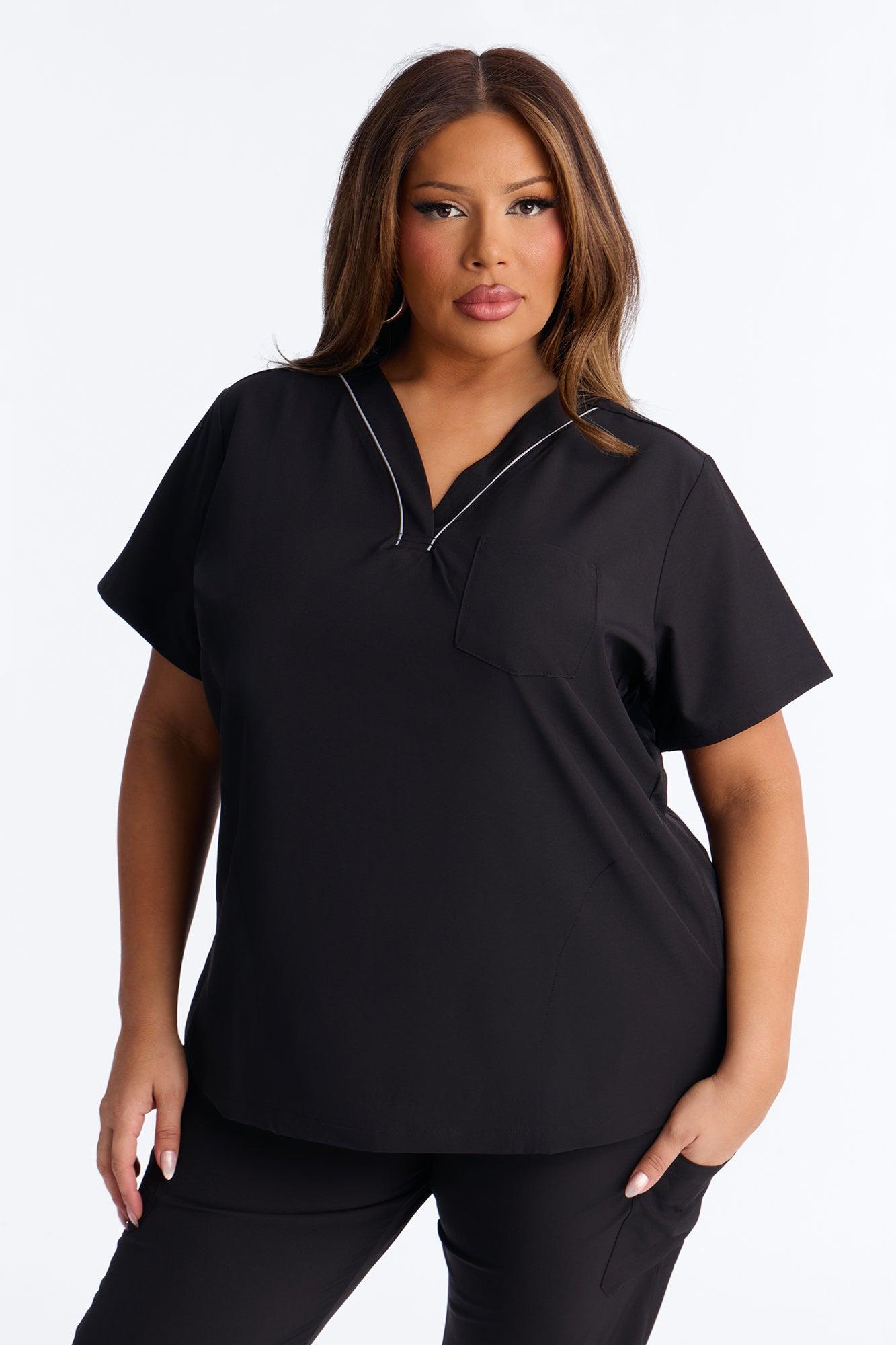 Vitals Only Straight Leg Scrub Set - Black Female Product Image