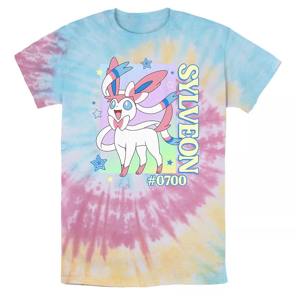 Men's Pokemon Sylveon Poster Tie Dye Graphic Tee, Size: Small, Blue Pink Light Yellow Product Image