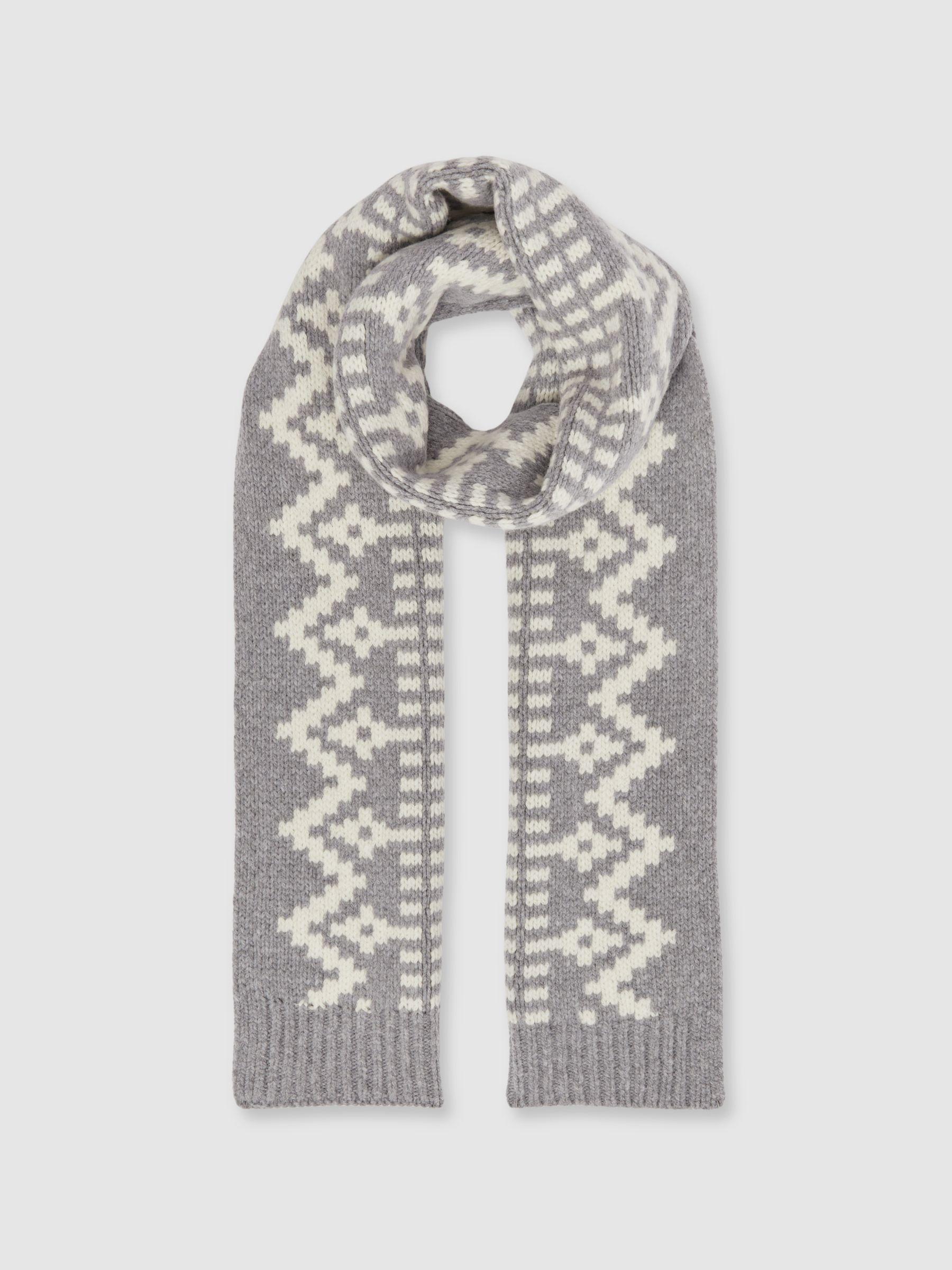 Wool-Blend Scarf in Grey/White Product Image