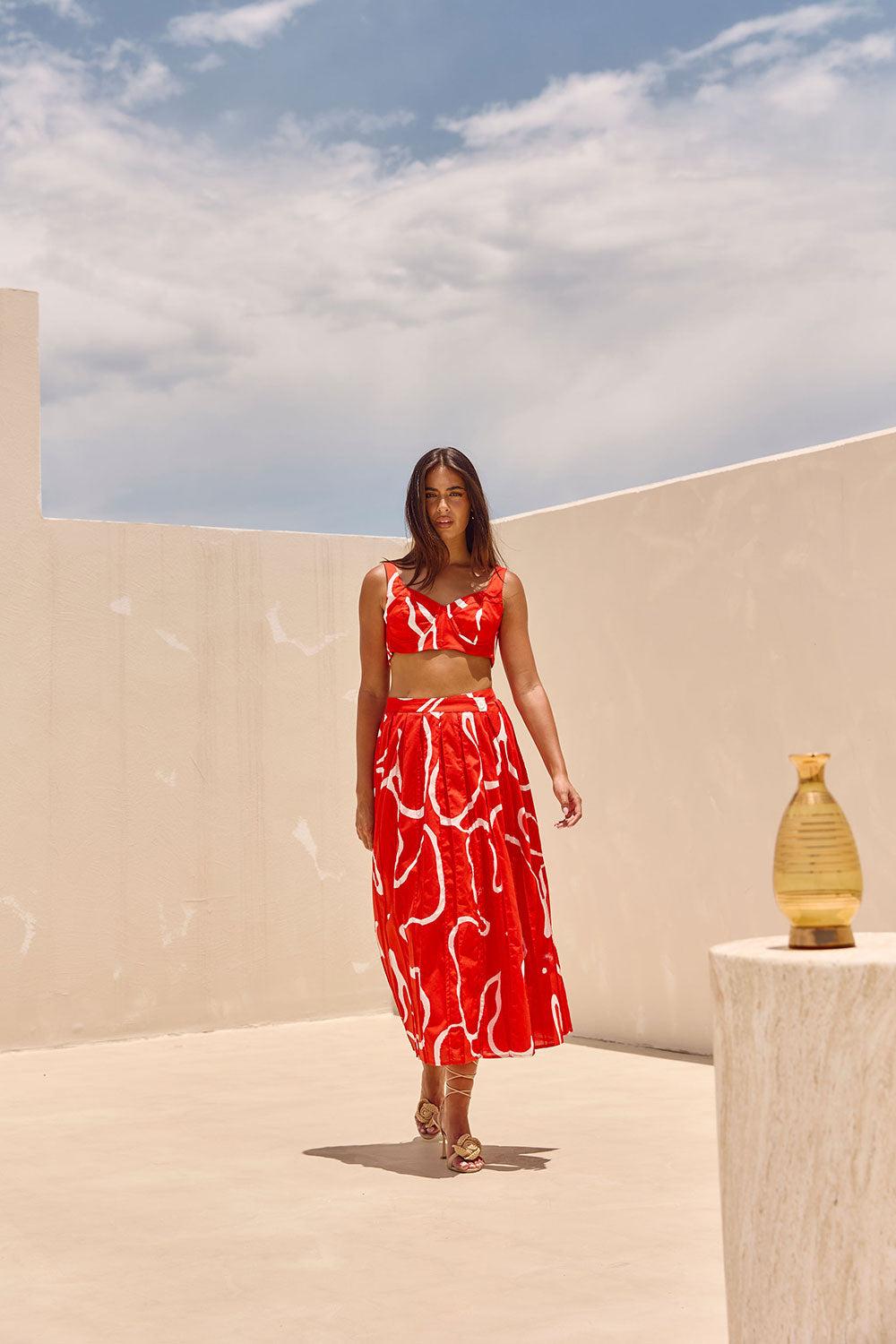 Dien Wrap Skirt - Evoke Red Product Image