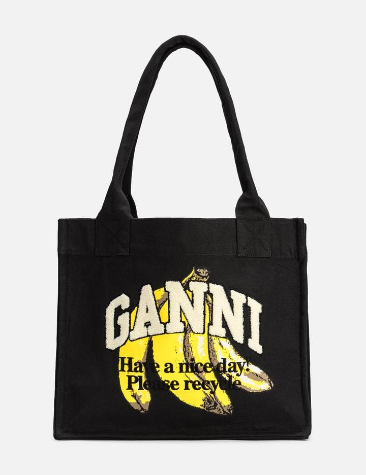 GANNI Banana Print Large Tote Bag In Black Product Image